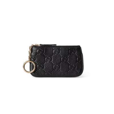 GUCCI GG GG EMBLEM ZIP KEY CASE 815891AAEEM1000 (12*7.5cm)